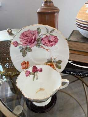 Hammersley Morgans Rose Fine Bone China Teacup and Saucer Set